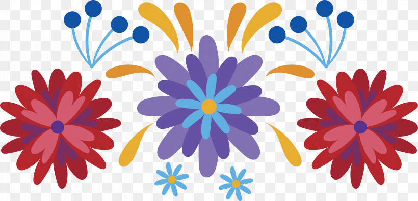 Mexican Elements, PNG, 3000x1452px, Mexican Elements, Cartoon, Chain, Common Daisy, Flower Download Free