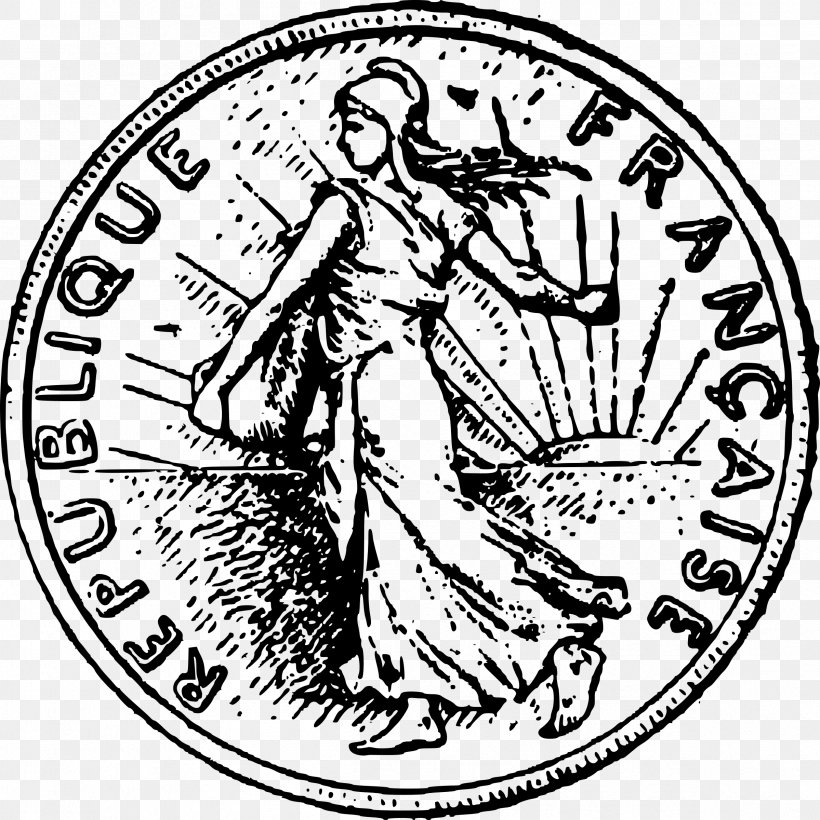 France French Franc Clip Art, PNG, 2398x2400px, France, Art, Artwork, Black And White, Coin Download Free
