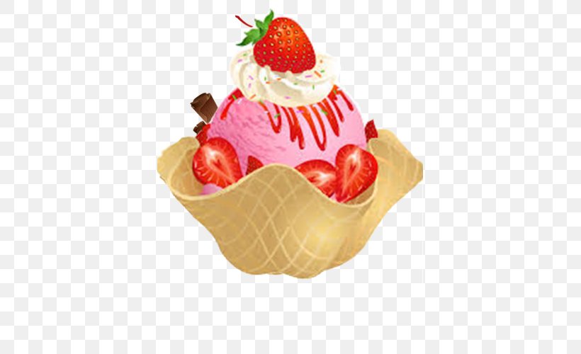 Strawberry Ice Cream Sundae Ice Cream Cones Cupcake, PNG, 500x500px, Ice Cream, Cake, Chocolate Ice Cream, Cream, Cup Download Free