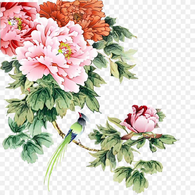 Flower Flowering Plant Cut Flowers Bouquet Plant, PNG, 1417x1417px, Watercolor, Bouquet, Chinese Peony, Common Peony, Cut Flowers Download Free