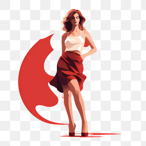 National Wear Red Day - Elegant Woman In Red Skirt PNG