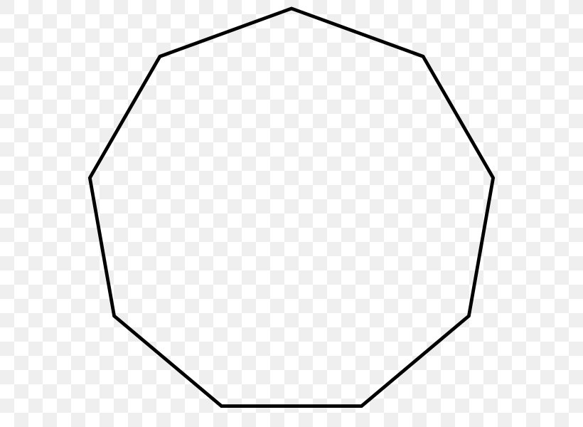 Nonagon Regular Polygon Hendecagon Dziewięciokąt Foremny, PNG, 600x600px, Nonagon, Area, Black, Black And White, Convex Set Download Free