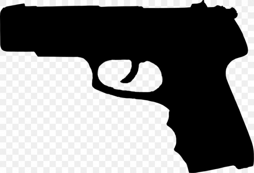 Firearm Pistol Handgun Silhouette, PNG, 879x600px, Watercolor, Cartoon, Flower, Frame, Heart Download Free