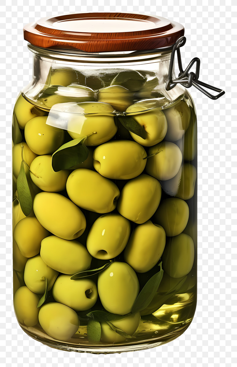 Hand Drawn Green Olives In Jar - Jar Of Preserved Green Olives PNG