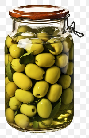Hand Drawn Green Olives In Jar - Jar Of Preserved Green Olives PNG