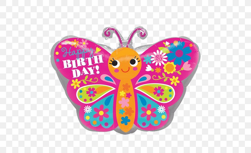 Happy Birthday To You Balloon Gift Butterfly, PNG, 500x500px, Birthday, Balloon, Birthday Girl, Butterfly, Flower Bouquet Download Free