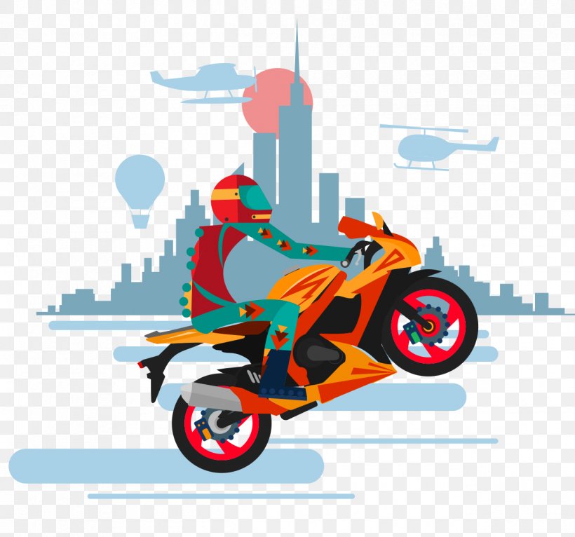 Motorcycle Euclidean Vector Illustration, PNG, 1266x1183px, Motorcycle, Automotive Design, Cdr, Fictional Character, Motorcycle Wheel Download Free