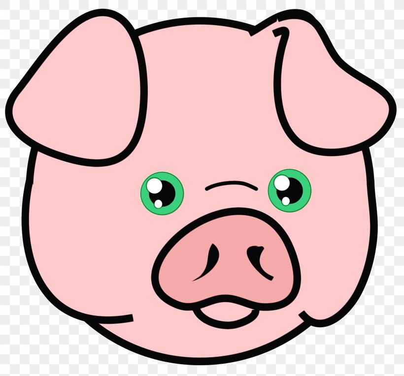 Pink Snout Clip Art Cartoon Domestic Pig, PNG, 2000x1865px, Watercolor, Cartoon, Cheek, Domestic Pig, Head Download Free