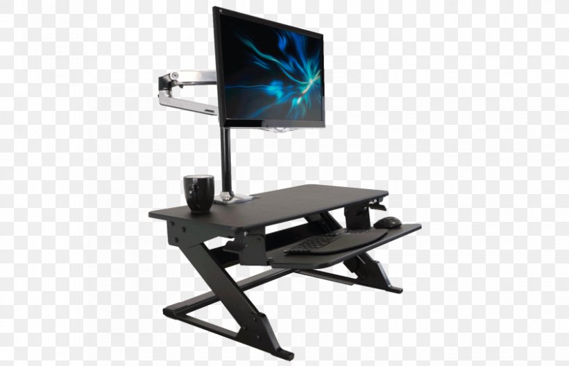 Standing Desk Sit-stand Desk IMovR, PNG, 838x540px, Standing Desk, Chair, Computer Monitor Accessory, Desk, Furniture Download Free