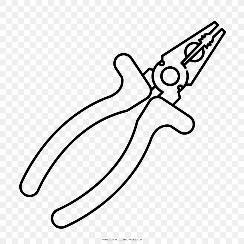 Coloring Book Black And White Pliers Drawing, PNG, 1000x1000px, Coloring Book, Art, Black, Black And White, Cartoon Download Free