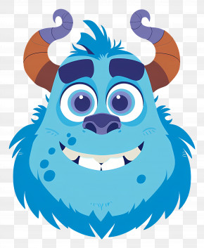 Sulley Head - Blue Cartoon Monster Character PNG