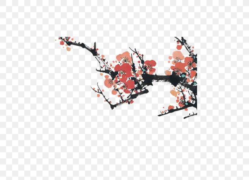 Plum Blossom No Four Gentlemen Ink Wash Painting, PNG, 591x591px, Plum Blossom, Branch, Chinoiserie, Four Gentlemen, Ink Wash Painting Download Free