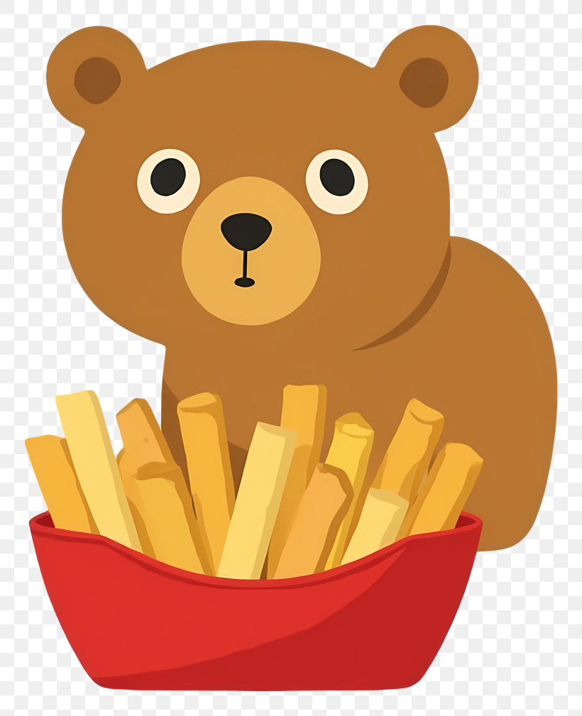 Brown Bear - Bear With French Fries PNG