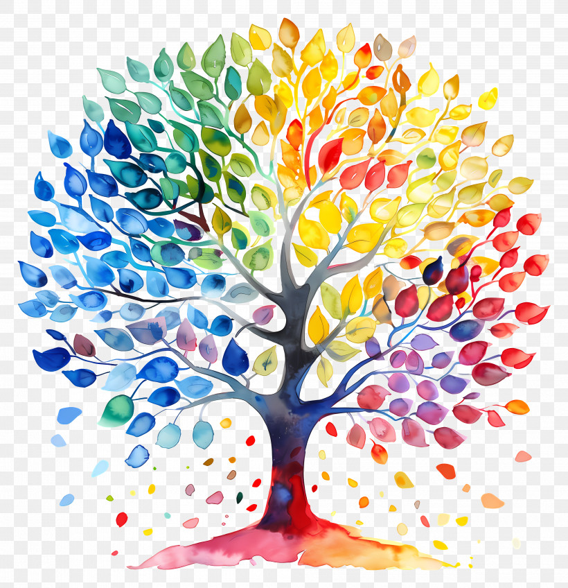 Watercolor Tree - Colorful Tree Nature Illustration PNG