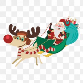 Santa Sleigh - Santa Claus Village Reindeer Sled Christmas PNG