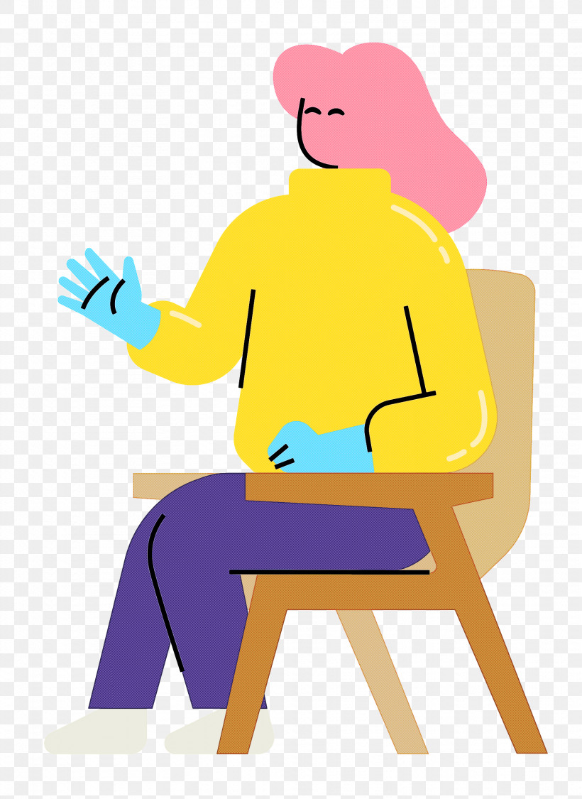 Sitting Cartoon Chair Yellow Joint, PNG, 1822x2500px, Sitting, Behavior, Biology, Cartoon, Chair Download Free