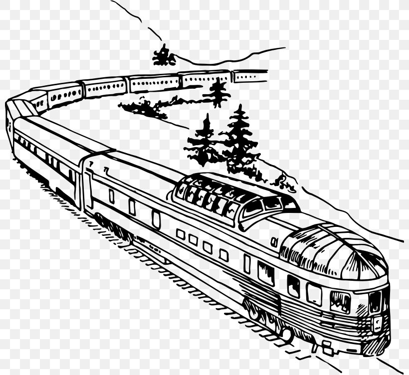 Train Rail Transport Download Clip Art, PNG, 800x752px, Train, Artwork, Black And White, Boat, Boating Download Free
