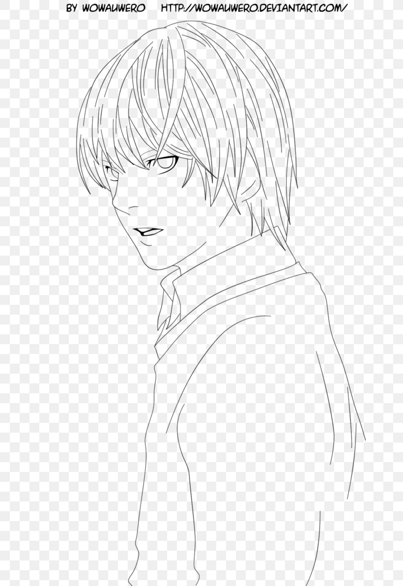 Light Yagami Line Art Coloring Book White, PNG, 669x1192px, Watercolor ...