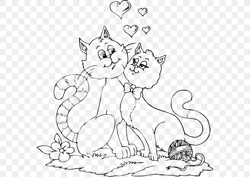 Cat Coloring Book Valentine's Day Kitten Colouring Pages, PNG, 579x579px, Watercolor, Cartoon, Flower, Frame, Heart Download Free