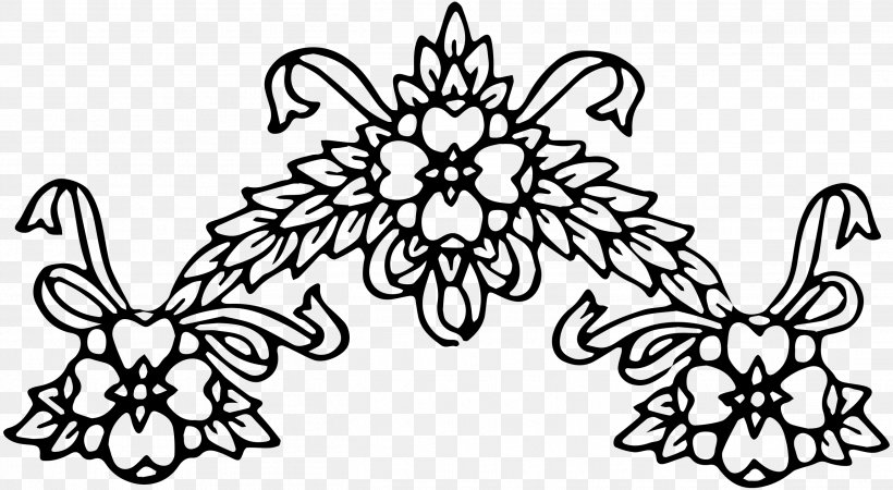 Flower Black And White Floral Design Clip Art, PNG, 2619x1439px, Flower, Art, Artwork, Black And White, Flora Download Free