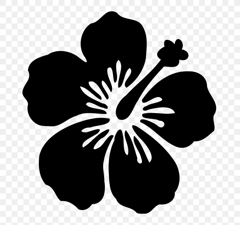 Hawaiian Hibiscus Flower Silhouette, PNG, 707x768px, Hawaii, Alyogyne, Black And White, Blue Hibiscus, Decal Download Free