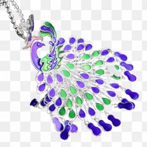 Peacock Pattern Silver Necklace Material - Necklace Clip Art PNG
