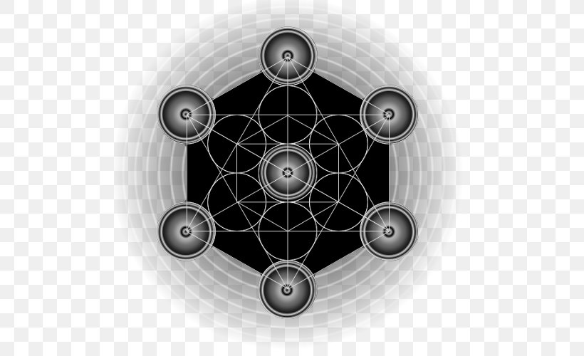 Hexagon Metatron's Cube Overlapping Circles Grid Design Tile, PNG, 500x500px, Hexagon, Awareness, Black And White, Concept, Cube Download Free