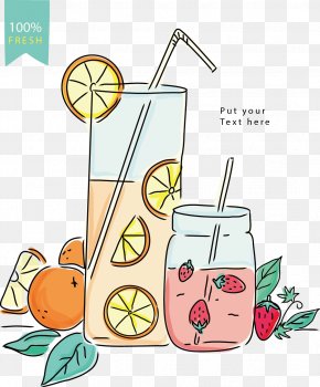 Vector Painted Two Glasses Of Juice - Orange Juice Poster Drink PNG