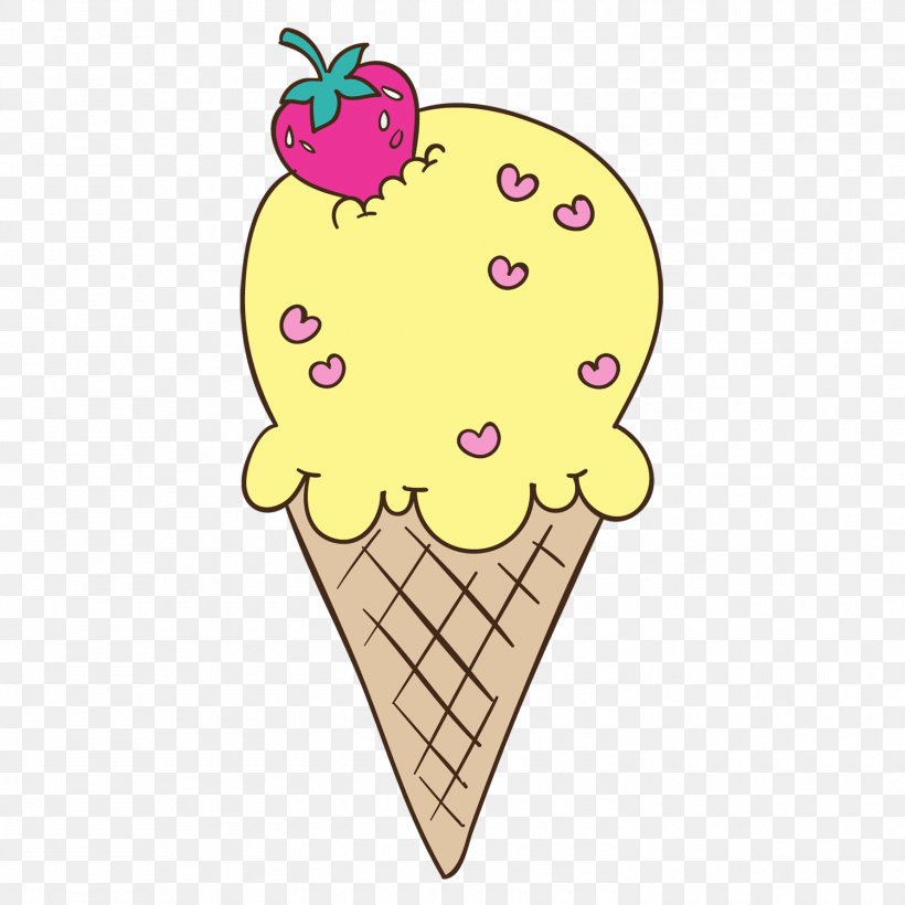 Ice Cream Cones Strawberry Ice Cream, PNG, 1500x1500px, Ice Cream, Cartoon, Color, Dessert, Food Download Free