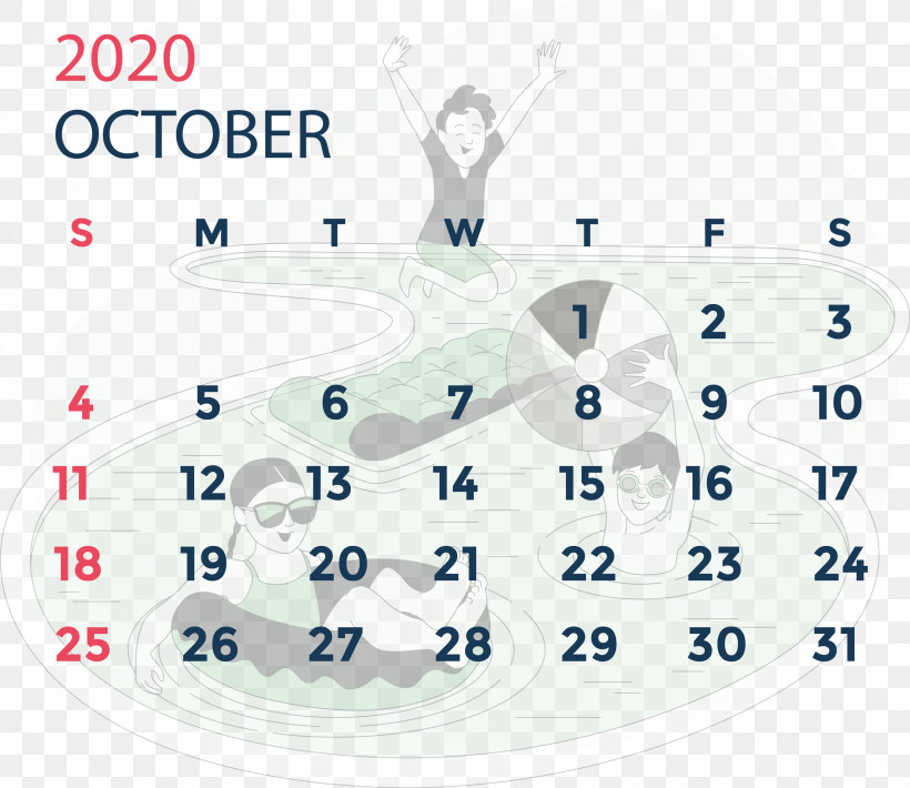 October 2020 Calendar October 2020 Printable Calendar, PNG, 3000x2599px, October 2020 Calendar, Angle, Area, Line, Meter Download Free