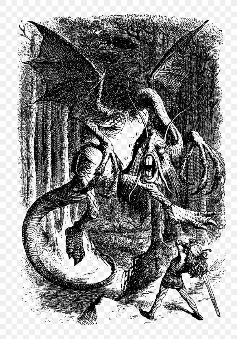 Through The Looking-Glass, And What Alice Found There Alice's Adventures In Wonderland Jabberwocky Poetry Nonsense Verse, PNG, 1118x1600px, Alice S Adventures In Wonderland, Alice In Wonderland, Art, Black And White, Demon Download Free