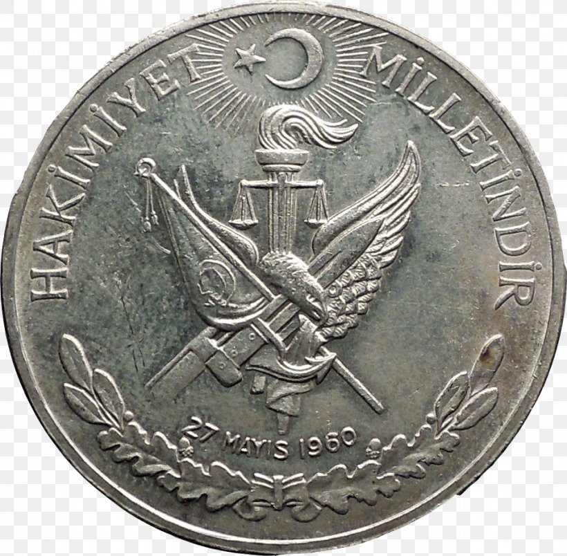 1960 Turkish Coup D'état Coin Turkey Money 1980 Turkish Coup D'état, PNG, 956x938px, Coin, Bronze Medal, Currency, Medal, Money Download Free