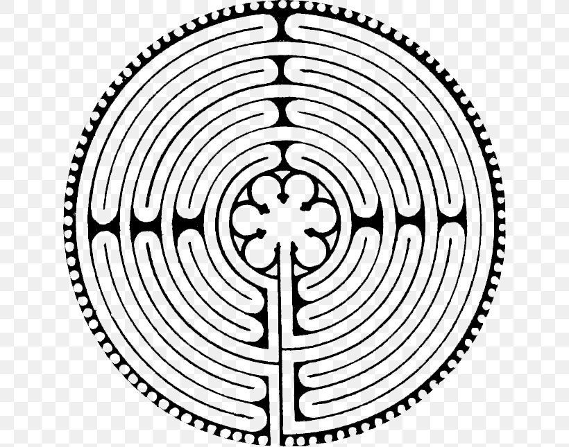 Chartres Cathedral Labyrinth Notre-Dame De Paris Middle Ages, PNG, 639x645px, Chartres Cathedral, Area, Black And White, Building, Cathedral Download Free