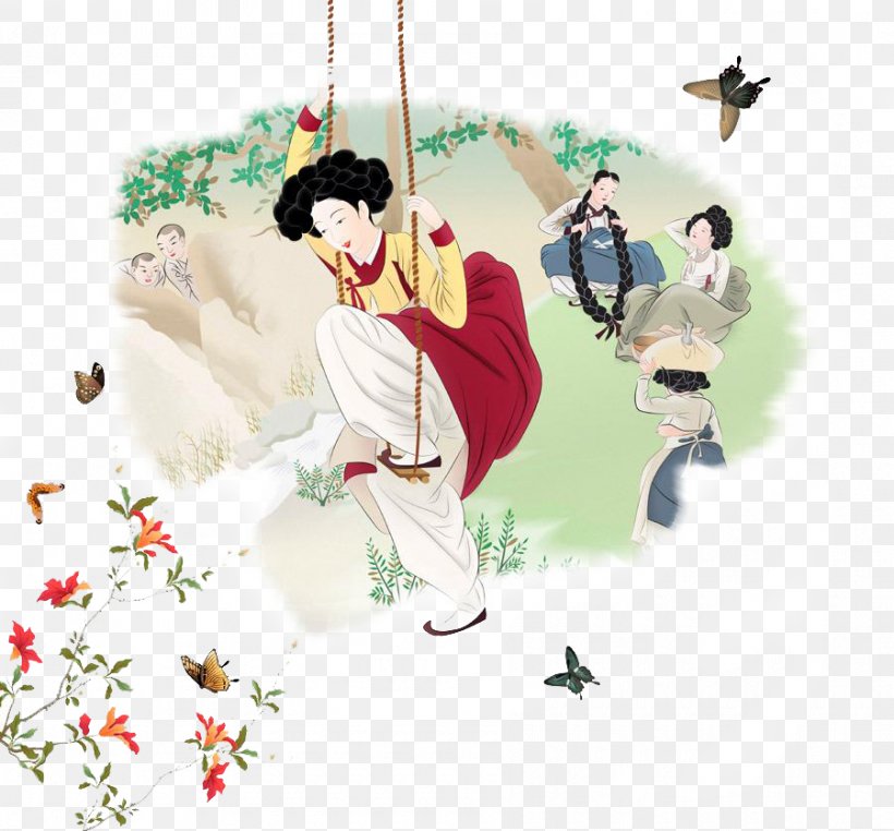 Ancient Swing Woman, PNG, 900x837px, Watercolor, Cartoon, Flower, Frame, Heart Download Free