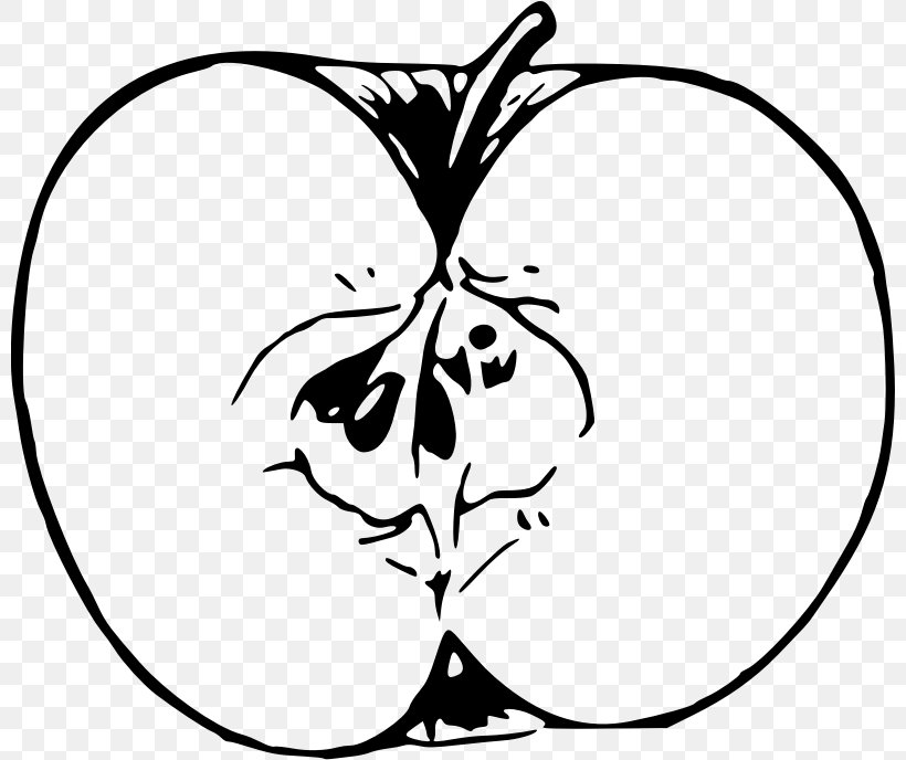 Black And White Apple Line Art Clip Art, PNG, 800x688px, Black And White, Apple, Area, Art, Artwork Download Free
