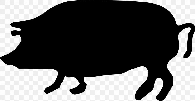 Pig Clip Art, PNG, 2400x1249px, Pig, Black, Black And White, Cattle Like Mammal, Drawing Download Free