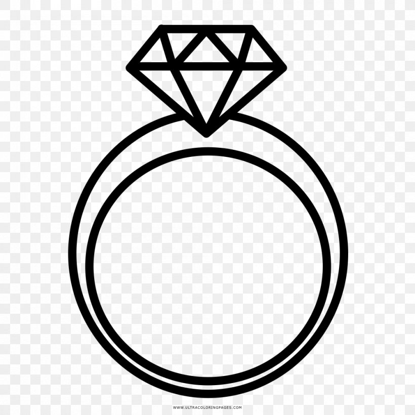 Wedding Ring Drawing Diamond Engagement Ring, PNG, 1000x1000px, Ring, Area, Black, Black And White, Body Jewelry Download Free