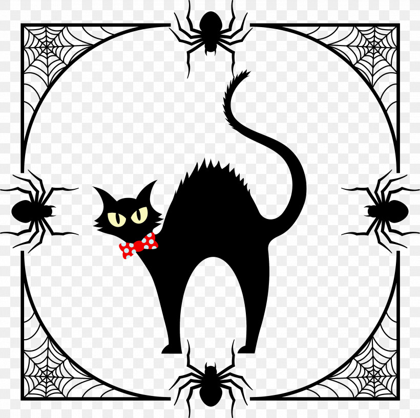 Halloween, PNG, 3000x2992px, Halloween, Black And White, Black Cat, Cat, Catlike Download Free