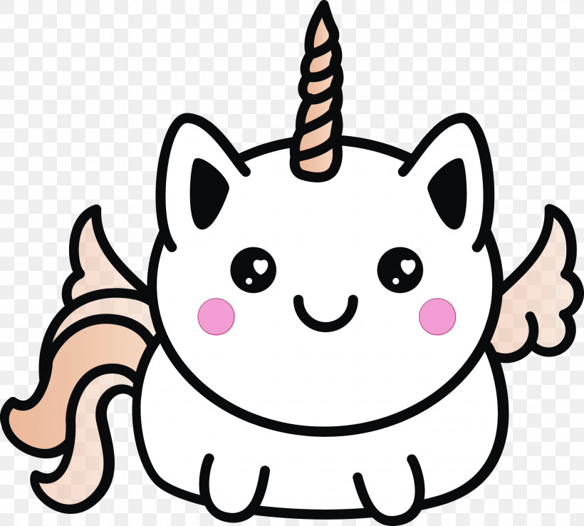 White Head Pink Cat Cartoon, PNG, 3000x2700px, Cute Unicorn, Cartoon, Cartoon Unicorn, Cat, Cheek Download Free