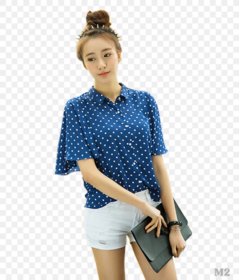 T-shirt Polka Dot Blouse Dress Shirt Collar, PNG, 800x960px, Tshirt, Blouse, Blue, Clothing, Collar Download Free