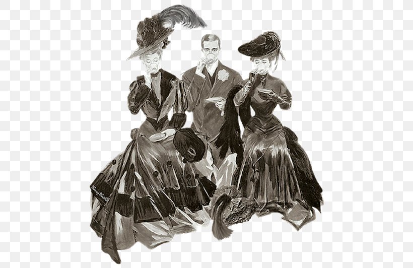 Tea Party Victorian Era Cafe Magazine, PNG, 490x532px, Tea, Black And White, Cafe, Costume Design, Fashion Illustration Download Free