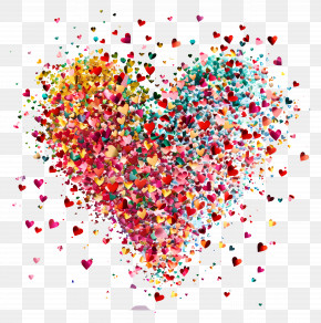 Love Design - Heart-Shaped Confetti Explosion Art PNG