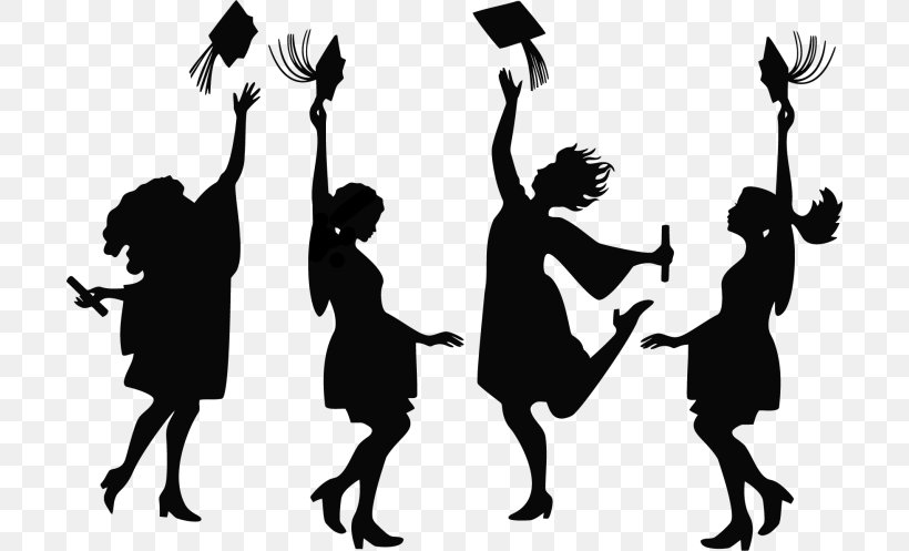 Graduation Ceremony Silhouette Graduate University, PNG, 700x497px, Graduation Ceremony, Academic Degree, Black And White, Graduate University, Human Behavior Download Free
