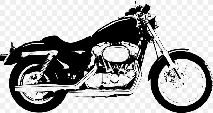 Motorcycle Harley-Davidson Bicycle Clip Art, PNG, 1000x534px, Motorcycle, Automotive Design, Bicycle, Black And White, Cruiser Download Free