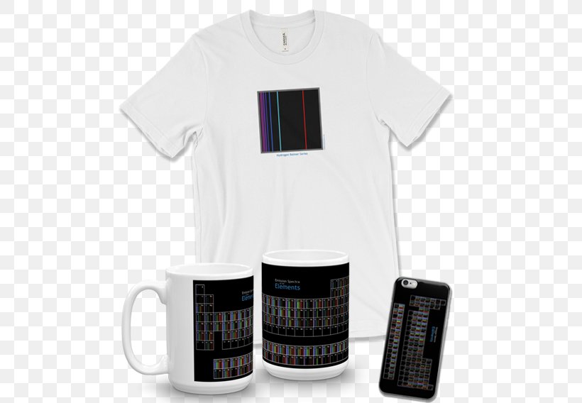 T-shirt Emission Spectrum Chemical Element Periodic Table Spectroscopy, PNG, 500x568px, Tshirt, Chemical Element, Cup, Drinkware, Emission Spectrum Download Free