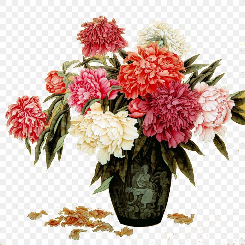 Chinese Painting Vase Moutan Peony Ink Wash Painting, PNG, 1417x1417px, Chinese Painting, Art, Artificial Flower, Chrysanths, Cut Flowers Download Free