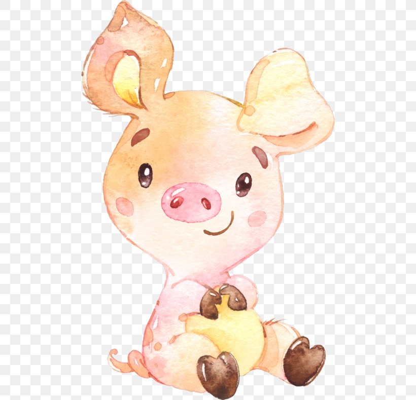 Domestic Pig Watercolor Painting Drawing Illustration, PNG, 500x789px, Pig, Animal Figure, Art, Cartoon, Child Download Free