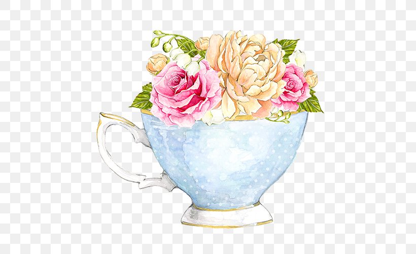 Teacake Coffee Watercolor Painting, PNG, 500x500px, Tea, Coffee, Coffee Cup, Cup, Cut Flowers Download Free