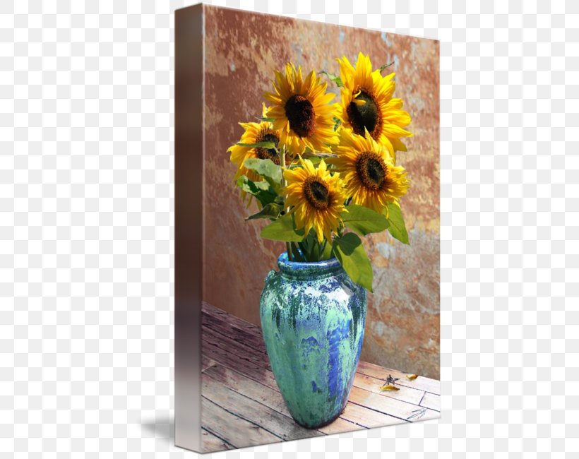 Common Sunflower Blue Vase Painting Art, PNG, 439x650px, Common Sunflower, Art, Blue Vase, Cut Flowers, Daisy Family Download Free