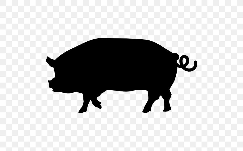 Pig Silhouette Clip Art, PNG, 512x512px, Pig, Autocad Dxf, Black And White, Cattle Like Mammal, Fauna Download Free